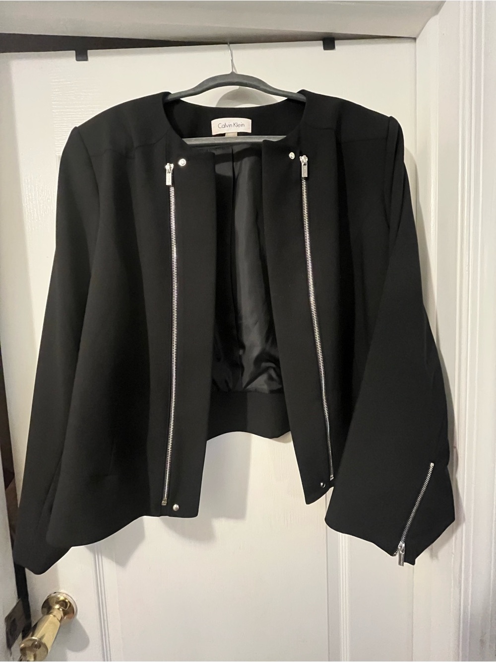 Calvin Klein Black Zip-Detail Cropped Blazer